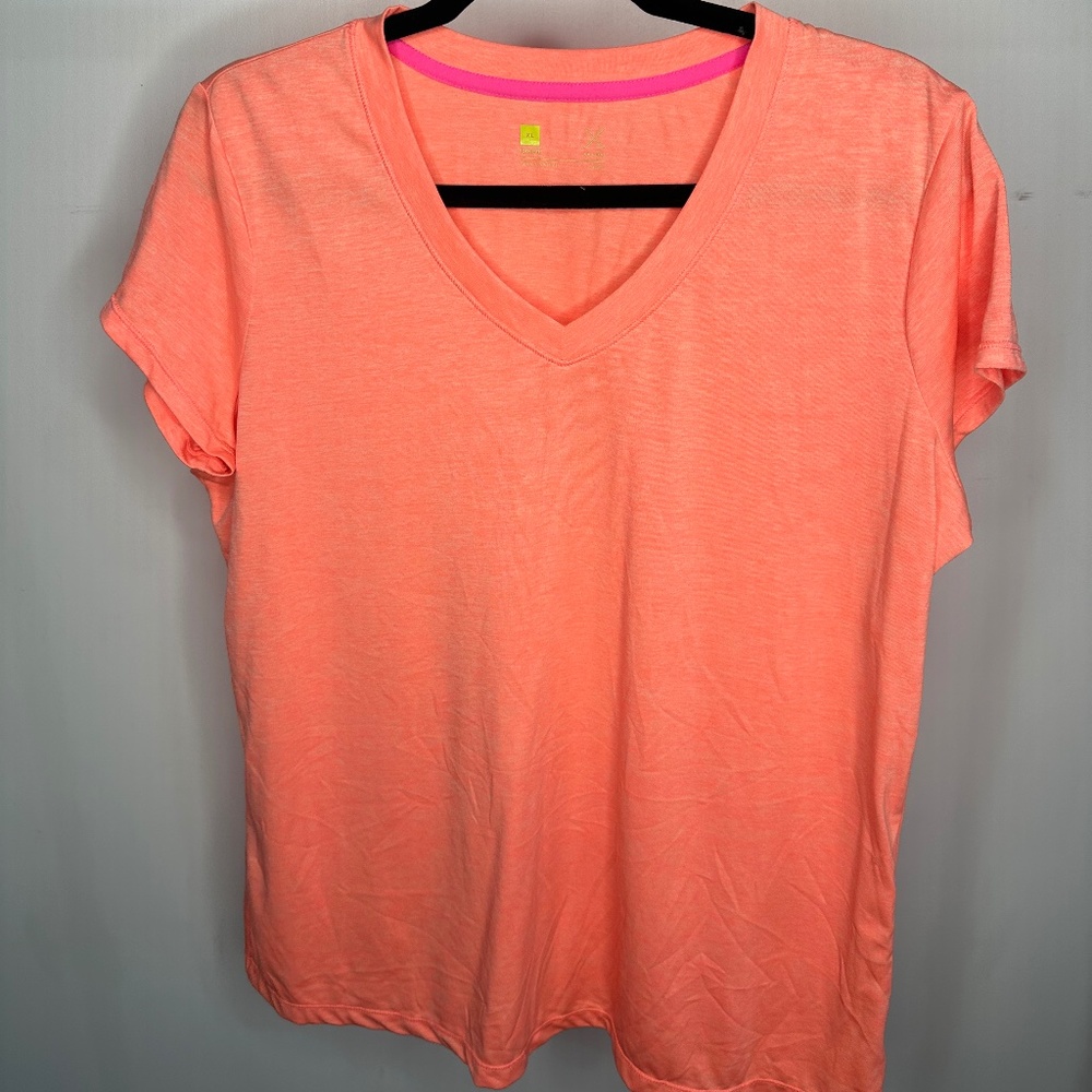 Xersion Bright Coral Top-Loose Fit-Size XL- 100% polyester